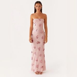 Peppermayo Strapless Pink Floral Dress